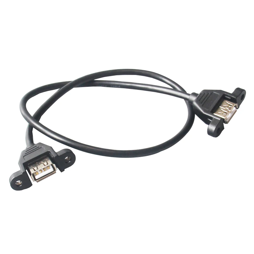 Computer data cords USB 2.0 female to female Panel Mount Socket Extension Cable with screw locking