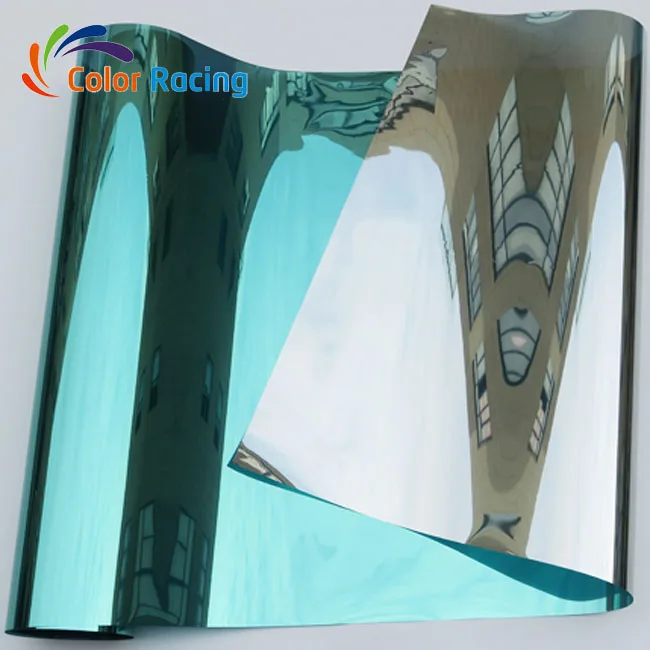 High privacy window film day and night home glass decoration PET solar control tinting film with one way vision mirror green