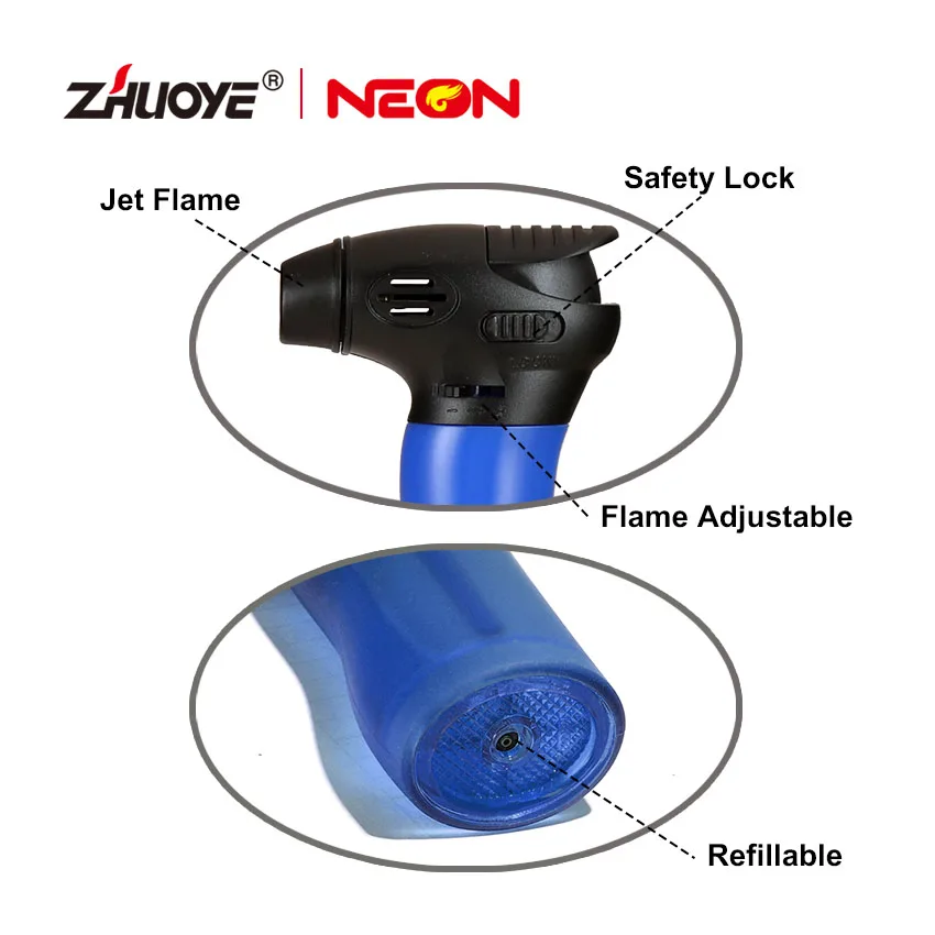 Modern Plastic Butane Torch Cigar Lighters Parts Refillable Windproof Jet Torch Lighter