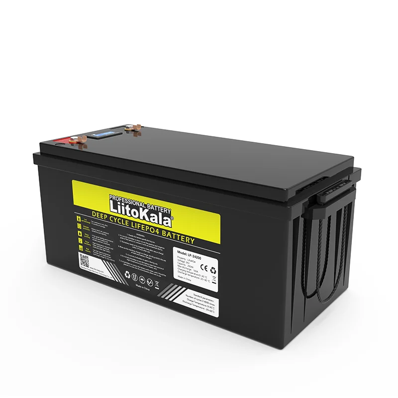 liitokala 24v 200Ah Deep cycle lifepo4 battery real capacity smart BMS 100A discharge 4000 cycles with LCD and 24V Charger