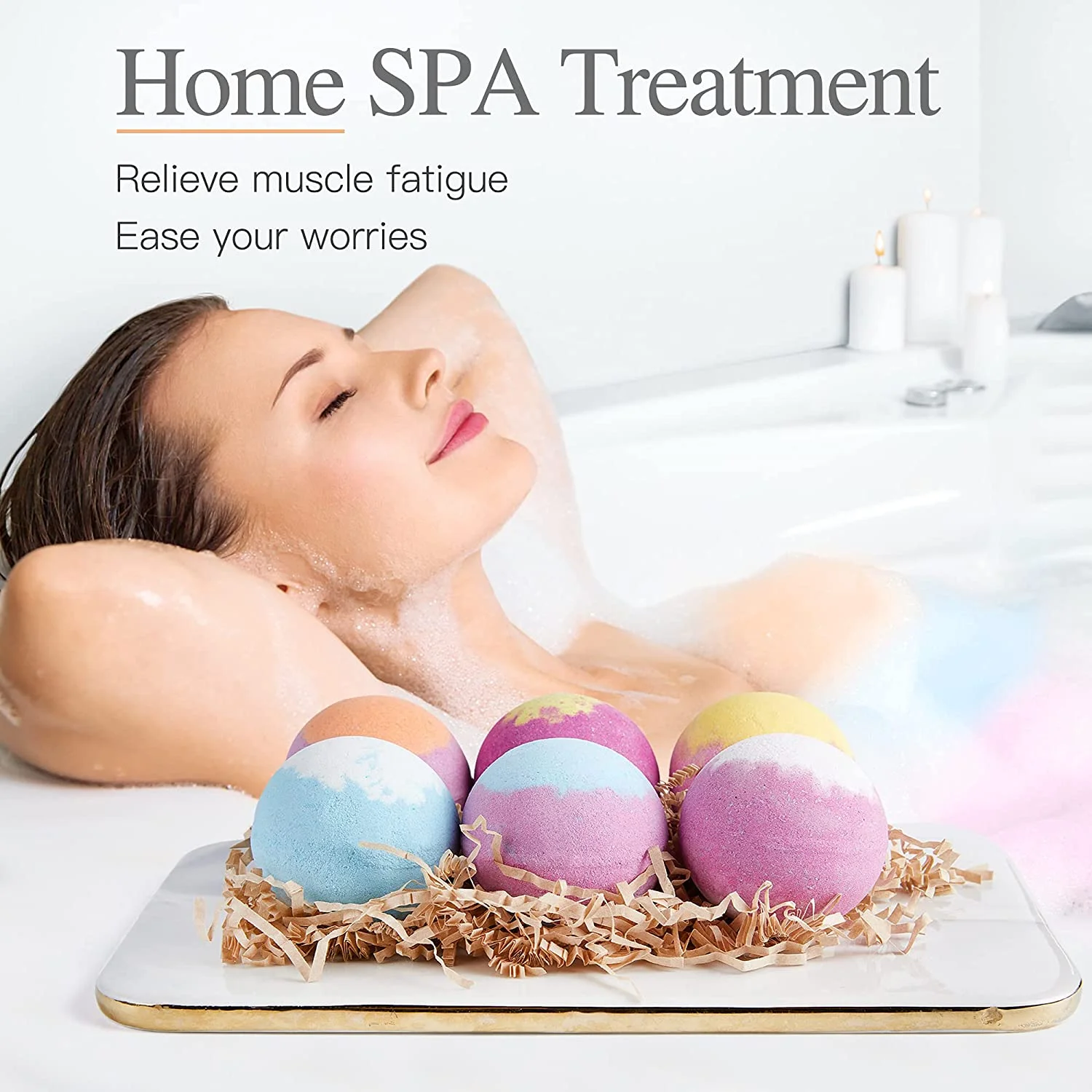 Hotel home bath salt bath bomb foam rich taste good smell soothing body and mind 12 upscale Christmas gifts in 1 box