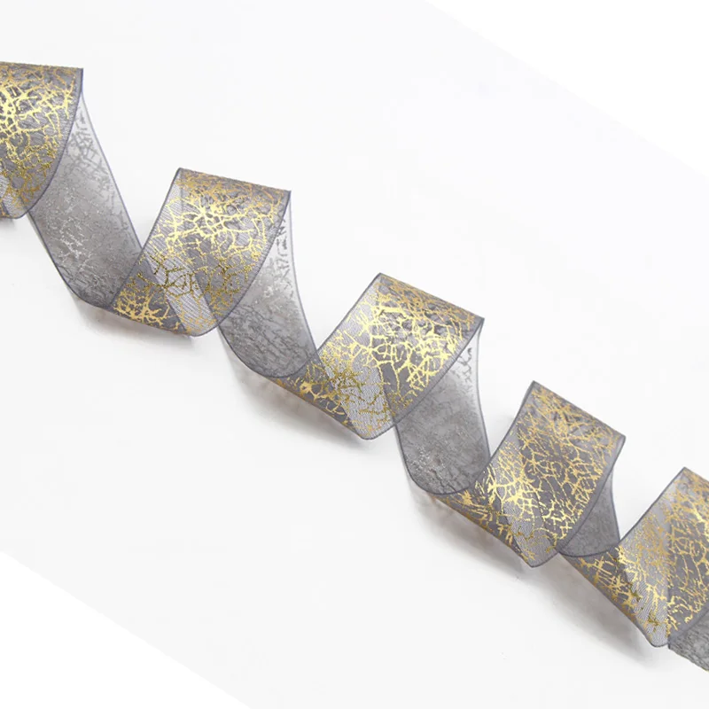 5yards/Lot  25mm   Christmas  Ribbons  Gift Wrapping  Gold Wired Organza Ribbon P0102