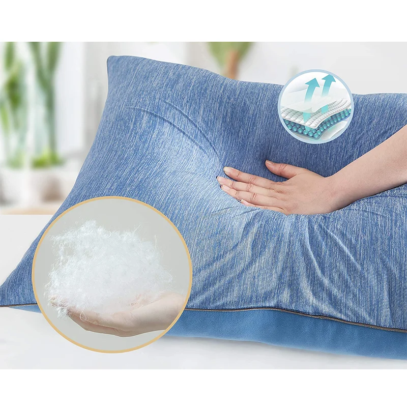 Best Sell Nature Sleeping Bamboo Shell Shredded Filling Gel Cool Hybrid Cervical Memory Foam Cooling Pillow For Sleep