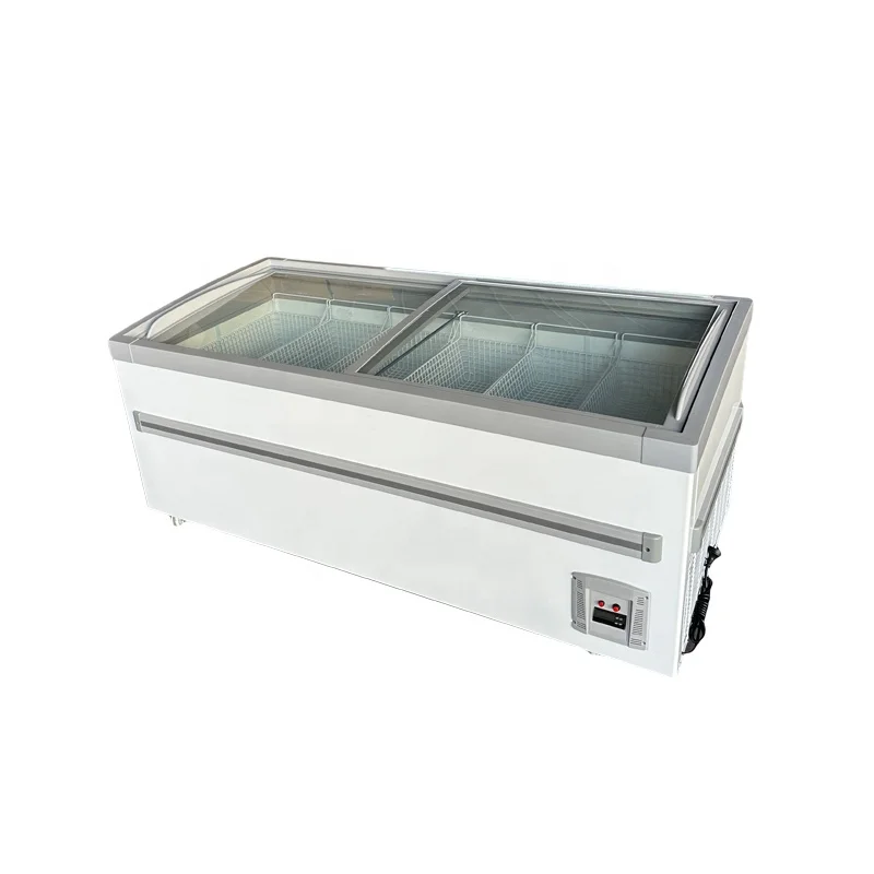 588L  Glass Door Deep Seafood Display Frozen Showcase Island Freezer For supermarket SD-588Y