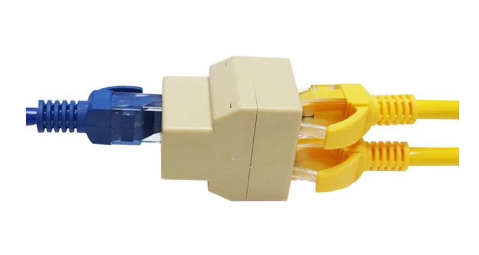 
1 to 2 Ways Connector Female to Female RJ45 Ethernet Adapter Splitter 
