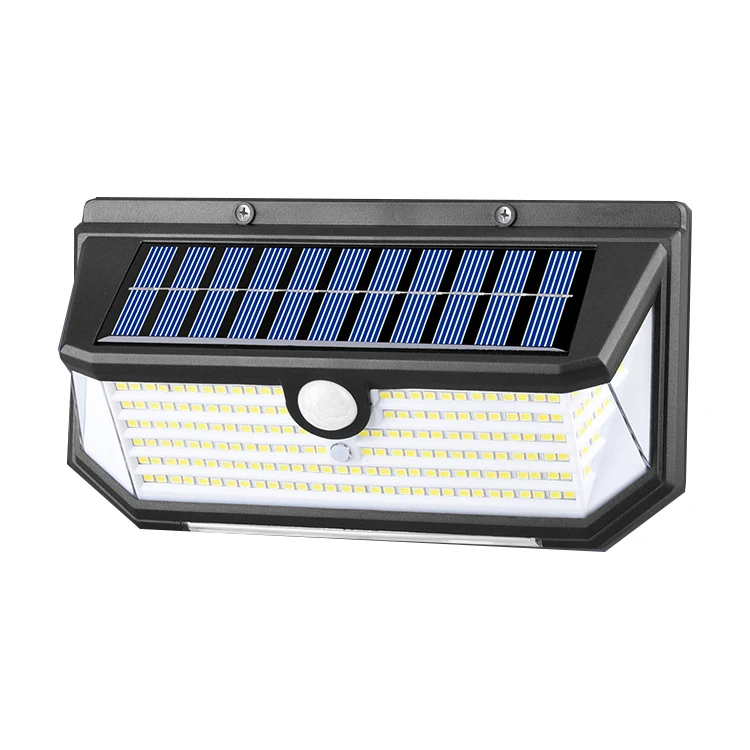 Solar wall lights outdoor 6W 600LM solar sensor motion lights 202LED Cool white solar garden lighting Alarm lamp home garage