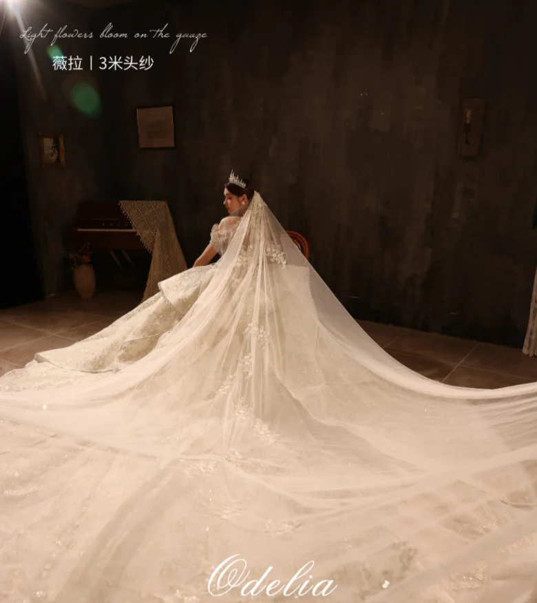 ODELIA Bridal Wedding 3M lace handmade headdress wedding accessories