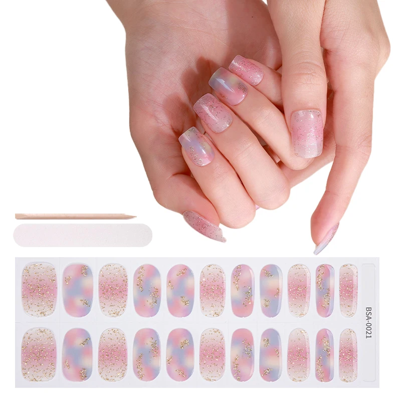 new technique un UV bake 100% pure polish Gel Nail Stickers easter apply used without UV lamp