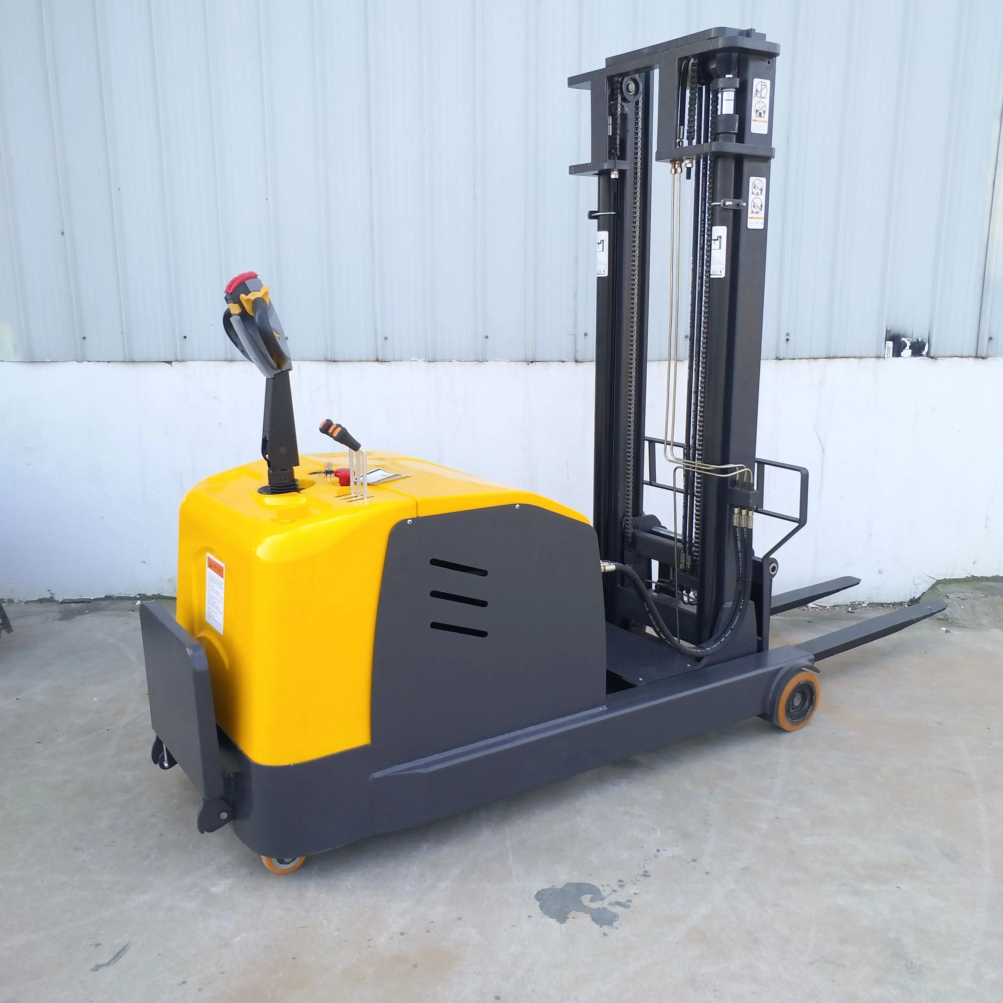 moving forward fork stacker container use warehouse good quality stand on electric pallet stacker with reach fork