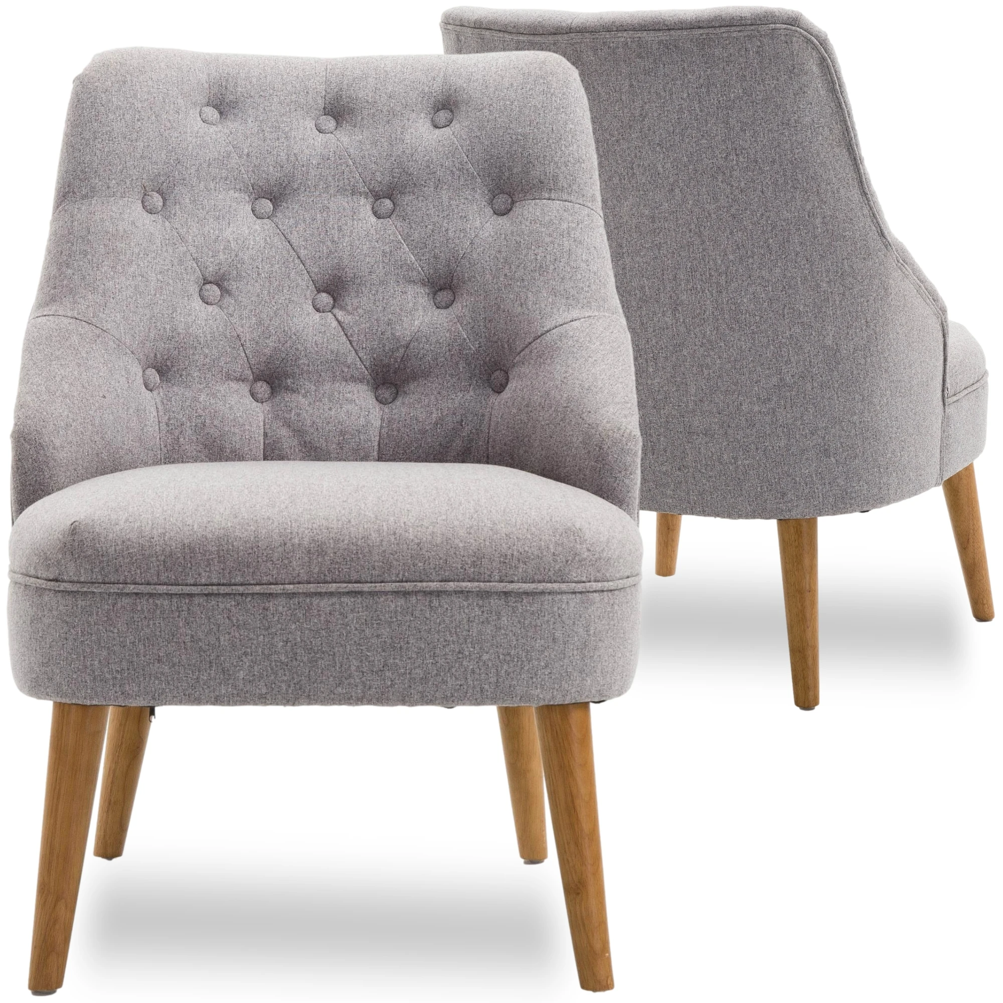 Comfortable Fabric Upholstered Solid Wood Legs Living Room Accent Chair