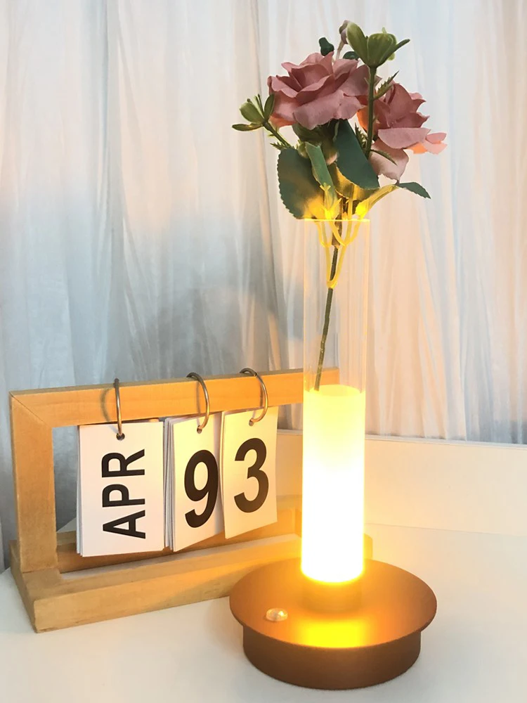 Modern luxury rechargeable table lamp creative cultured flowers home decor led desk lamp living room bedroom