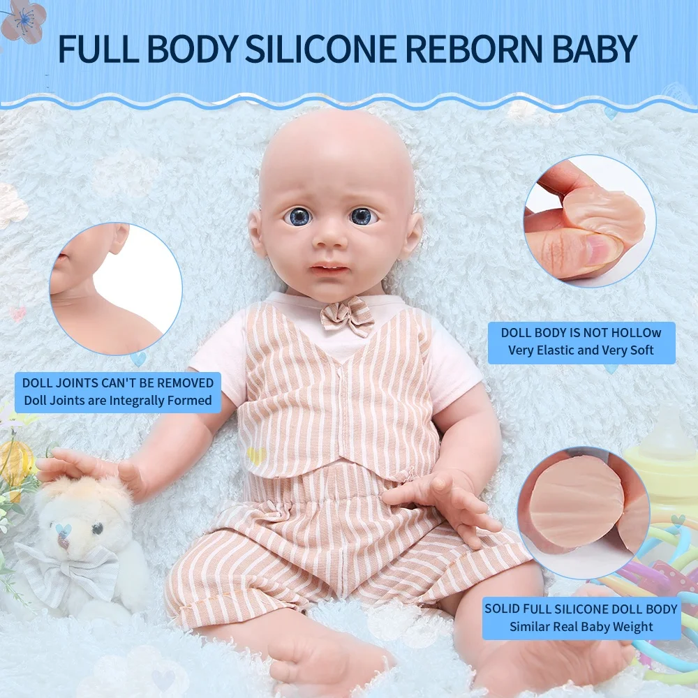 22 inch Full Silicone Reborn Baby Lovely Dolls Good Playmate for Kids