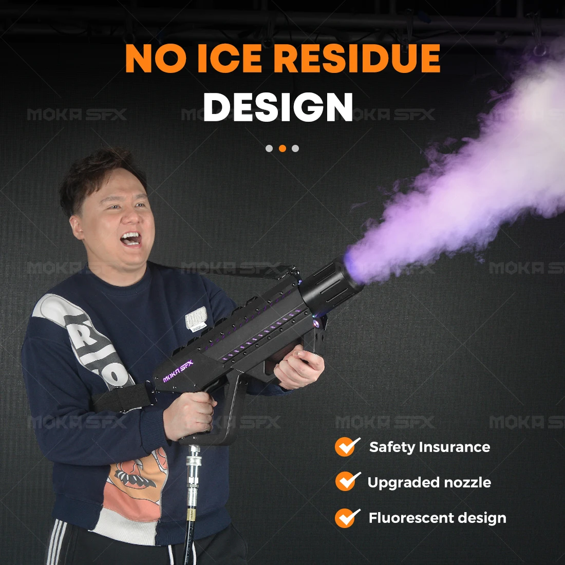 Moka sfx RGB LED Co2 Gun DJ Pistol Spray 7-8M Co2 Jet Fog Machine for Stage Wedding Club