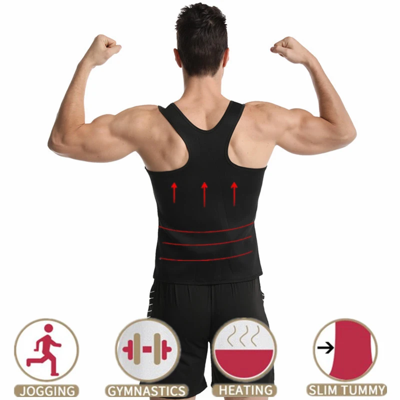Reductoras Gym Mens Waist Trainer Double Belt Workout Hot Neoprene Body Shaper Fitness Tank Tops Home Gym Sauna Suit Sweat Vest