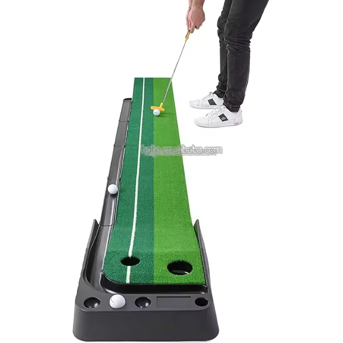 Attractive PriceCustom Indoor Golf Putting Green Portable Mat with Auto Ball Return Function Mini Golf Practice Training Aid