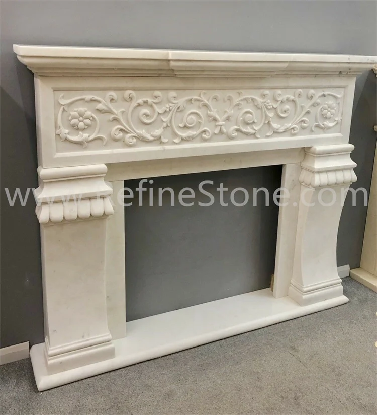 Freestanding indoor dark green marble fireplace surround mantel shelves