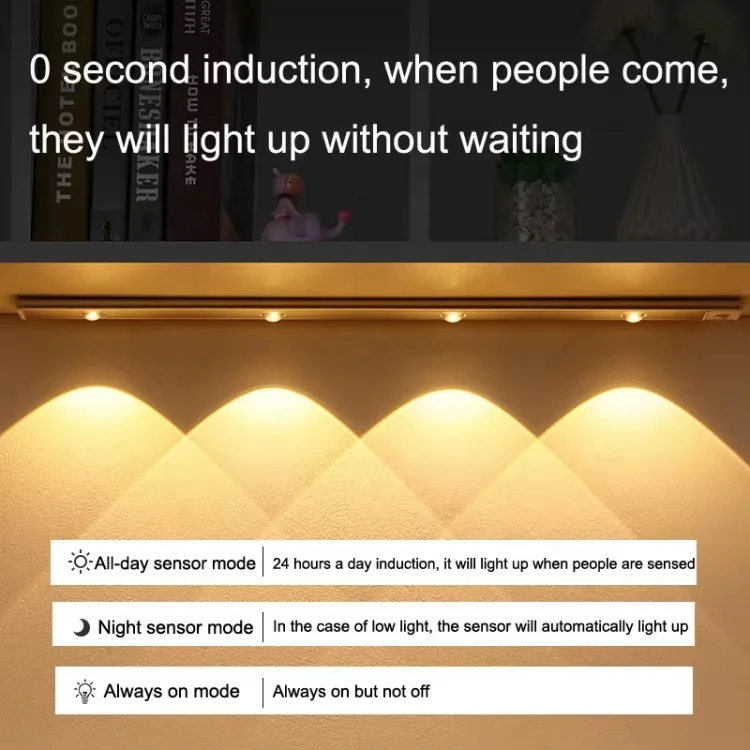 Rechargeable kitchen led motion sensor under cabinet aluminum profile linear light strip lamp with motion detector for cabinet