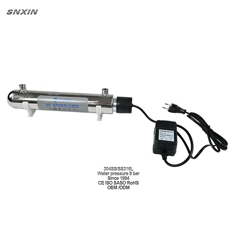 SNXIN Nice price 12W 1 GPM uv water sterilizer 304ss housing uv water filter for family drinking water treatment