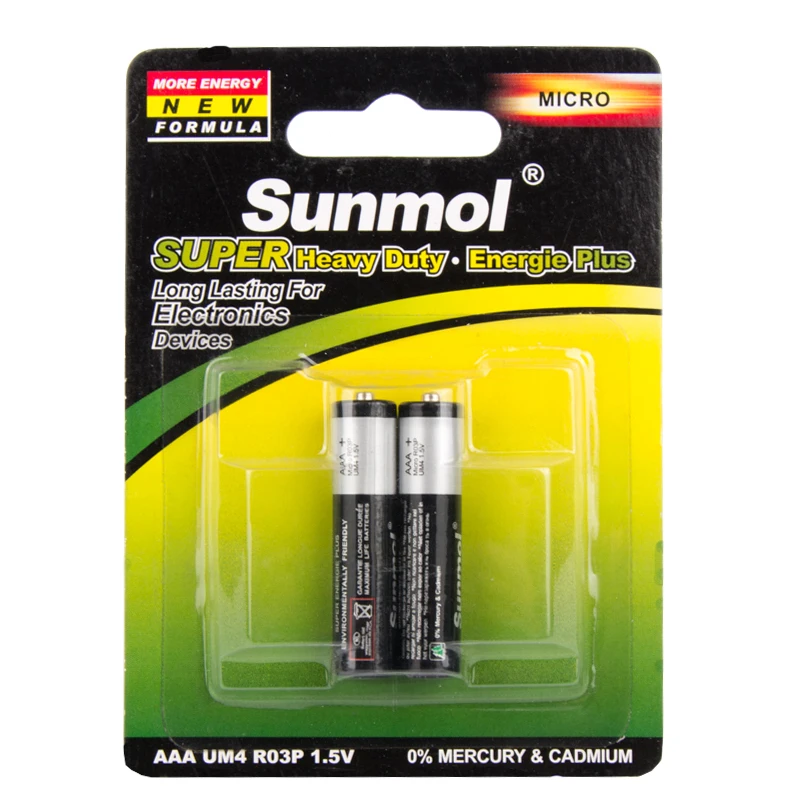  CE Sunmol бренд 1 5 V батареи UM4 цинковые Углеродные AAA неперезаряжаемые с OEM