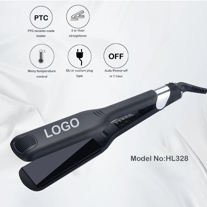 high quality beat hair straightener custom logo black multi temperature control wide plate flat iron hair straightener