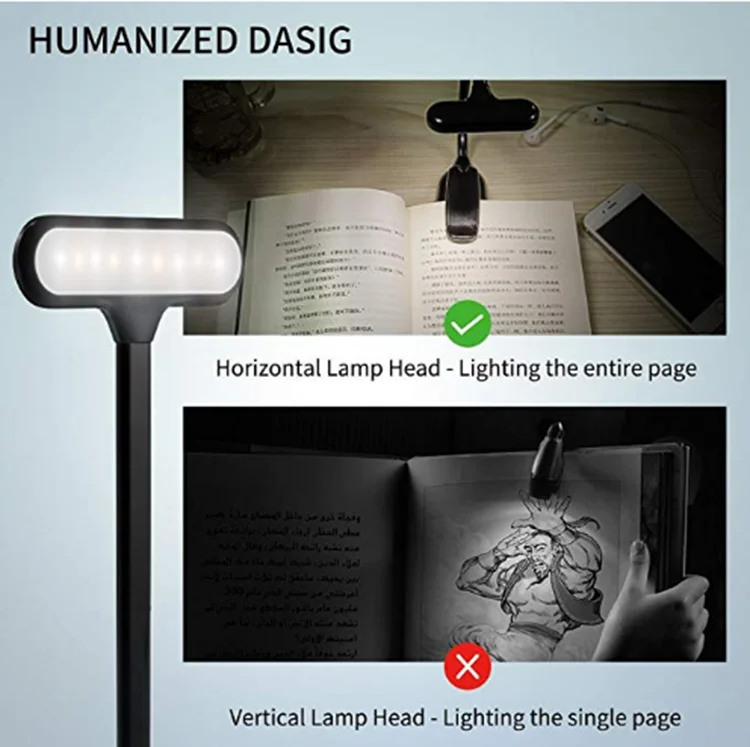 
Book Lamp Rechargeable Foldable USB LED Foldable White Light Body Item Battery Warm light clip on reading light 