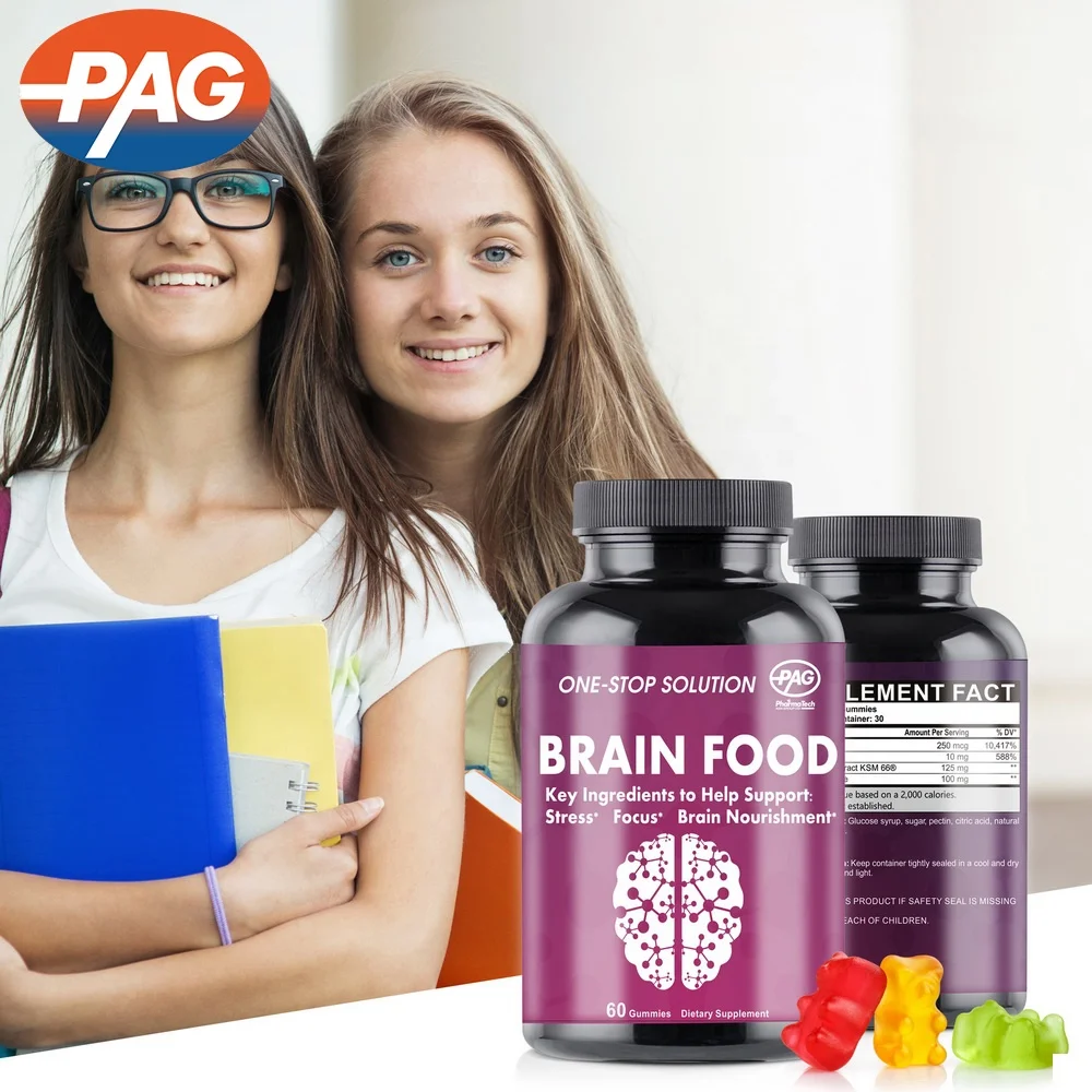 PAG Oem Supplement Vitamin B KSM 66 Organic Ashwagandha Brain Food Health Food Ashwagandha Gummies Brain Food Gummy