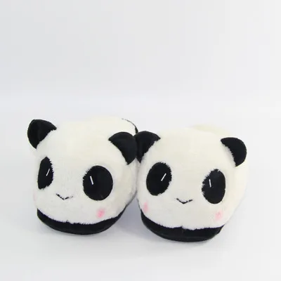 Winter panda cartoon cute couples cotton slippers thick bottom anti-skid lady slippers