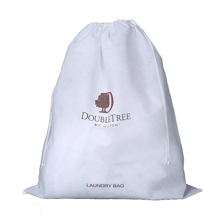 Custom Logo Non Woven Collapsible Drawstring Laundry Wash Bag