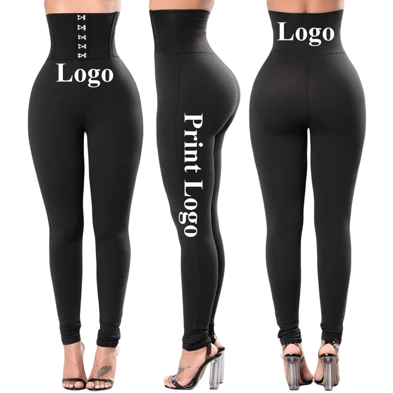 Custom Logo OEM Women Solid Color Black Push Up Booty Scrunch Corset Belt High Waist Scrunch Butt Leggings
