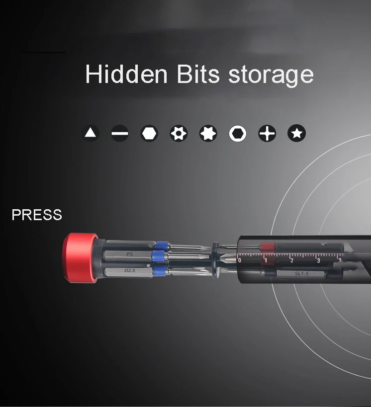 Embedded aluminum alloy multi-function screwdriver Press type Muliti-purpose magnetic 10-in-1 precision screwdriver set