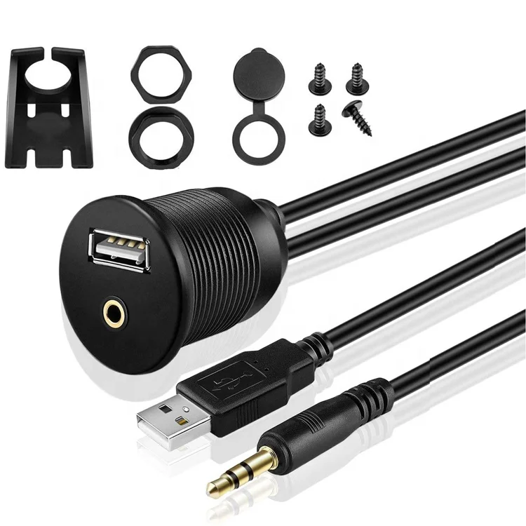 USB interface car audio AUX 3.5mm USB cable with Bracket 2M