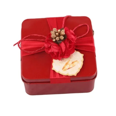 Square wedding creative tinplate sweet candy gift box packaging high-end can be customized greeting cards