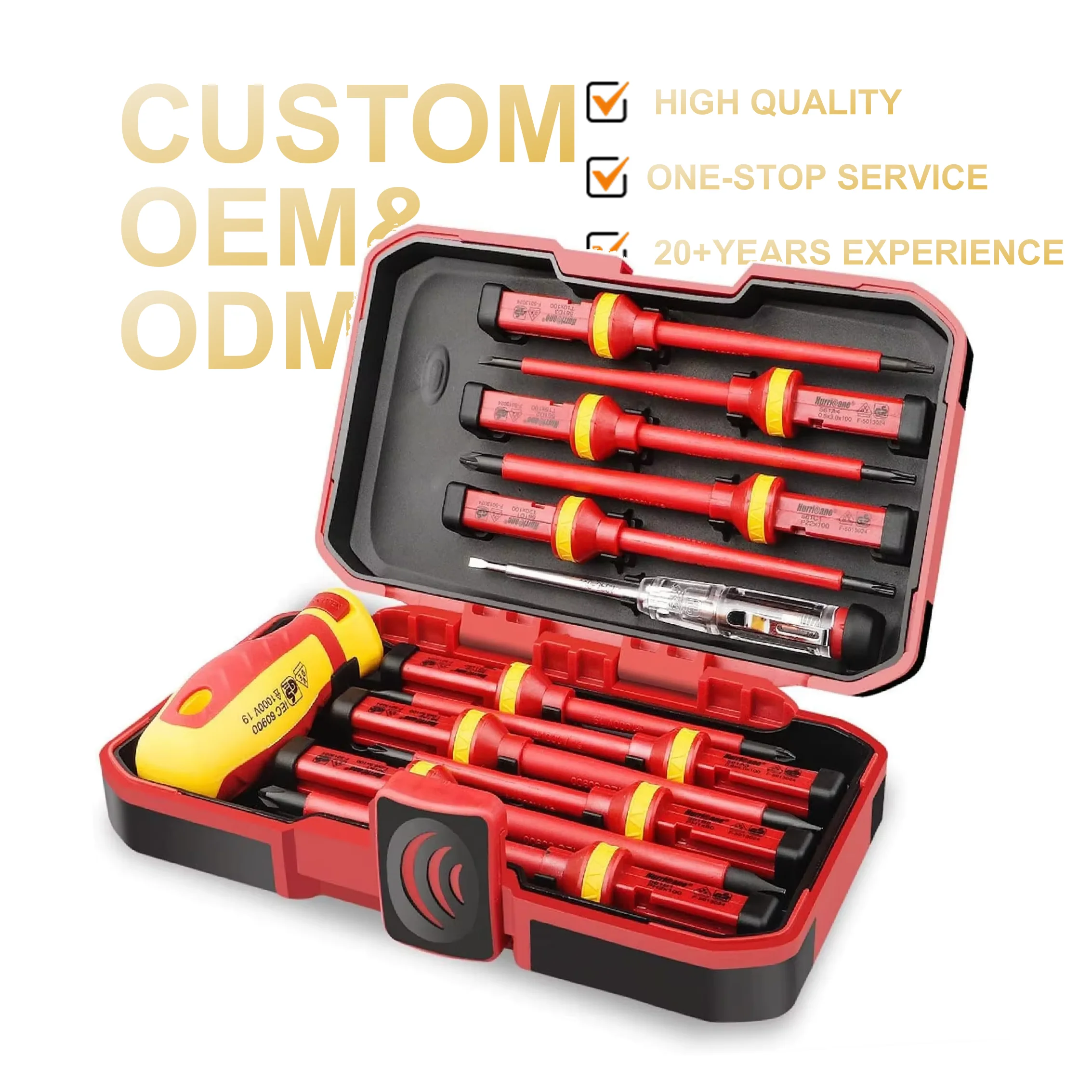 Peaktop 13-Piece VDE Electric Insulated Screwdriver Set 1000V Professional Hand Tools Slotted Screwdriver Set