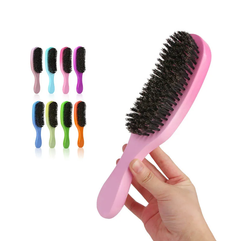 Hot Sale 7 Colorful Candy Private Label Men Boar Bristle Nylon 360 Curve Wave Brush Men Curly Hair Styling Comb Wholesale