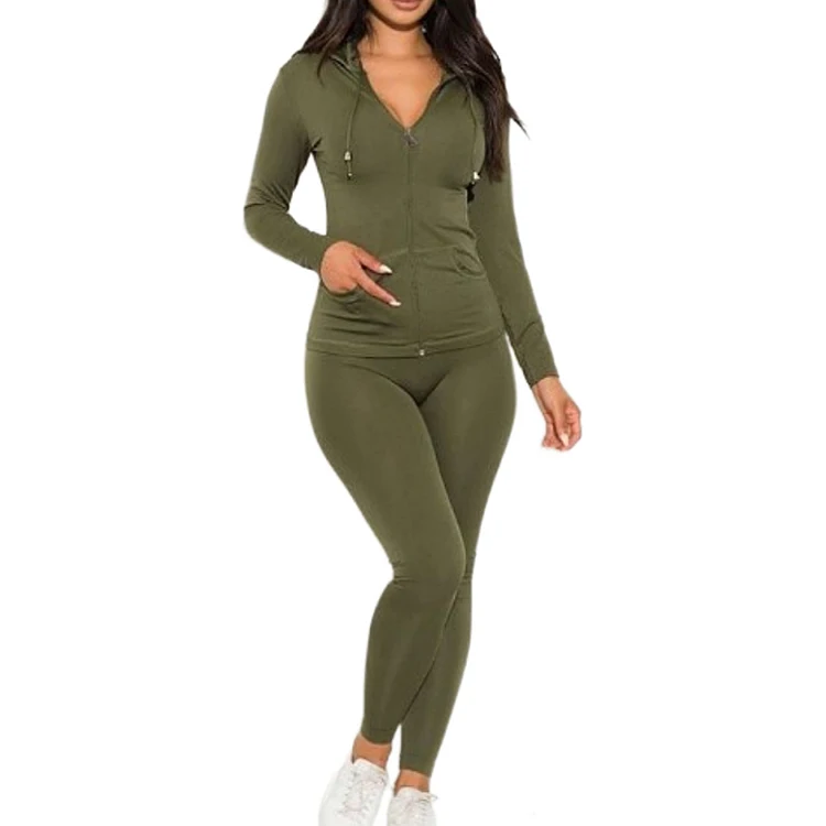 
Two piece clothing hoodie tracksuit jogging suit women sweatsuit set 