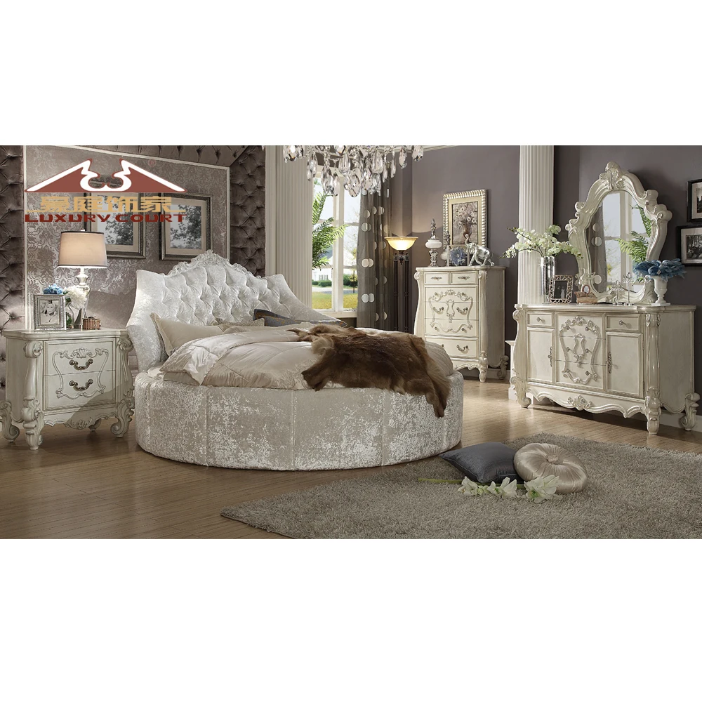 Longhao Furniture Luxury European Style Bedroom Sets King Size Round Bed