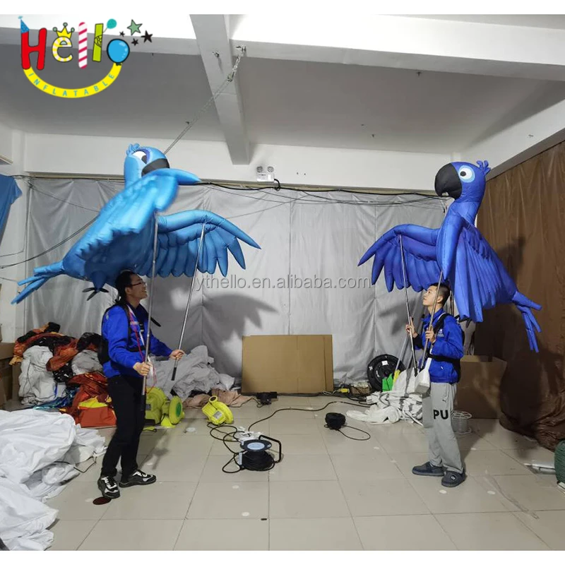 Festival Parade Inflatable Mascot Bird Costume Blue Inflatable Parrot Costume