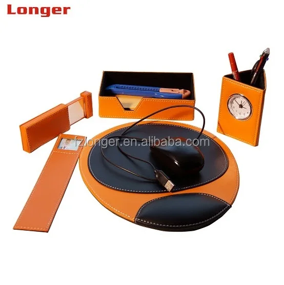 LG890 Modern style high quality customized luxury faux leather office stationary desk gift set