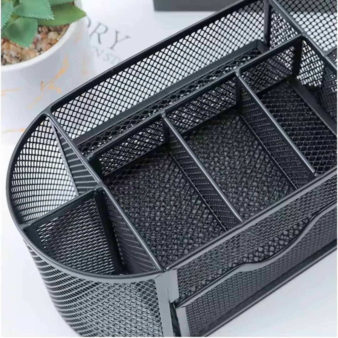 Mesh pen holder with 8 Compartments mesh desk organizer multi-functional caddy pen holder stationery for Home School Classroom