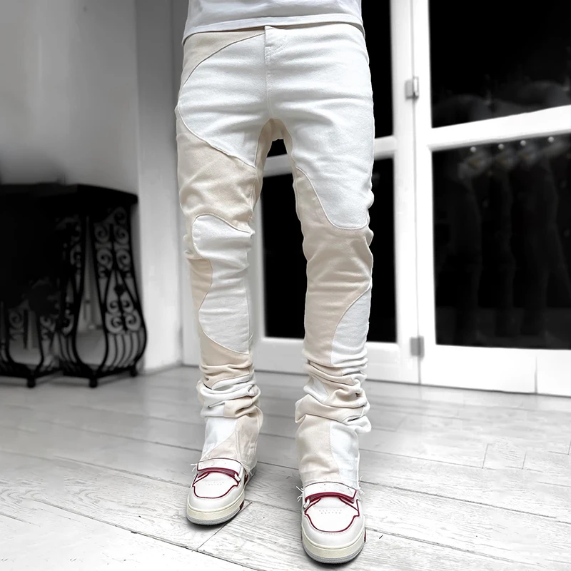 YSJY custom streetwear pant men cargo trousers acid wash distressed flared stacked baggy joggers for men