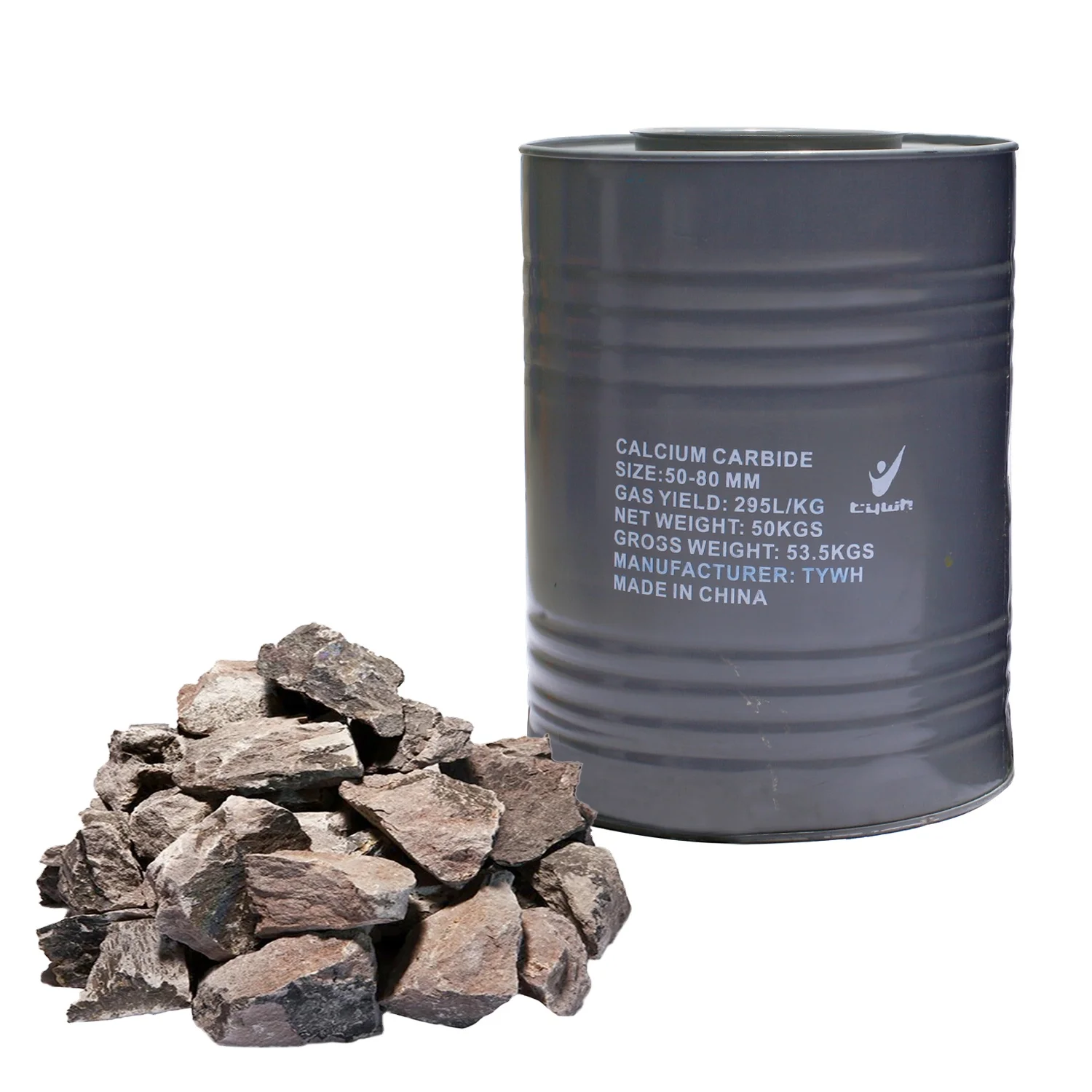 Hot Selling China 50/100Kg Drum 50-80Mm Calcium Carbide Acetylene Gas Production 295Kg/L