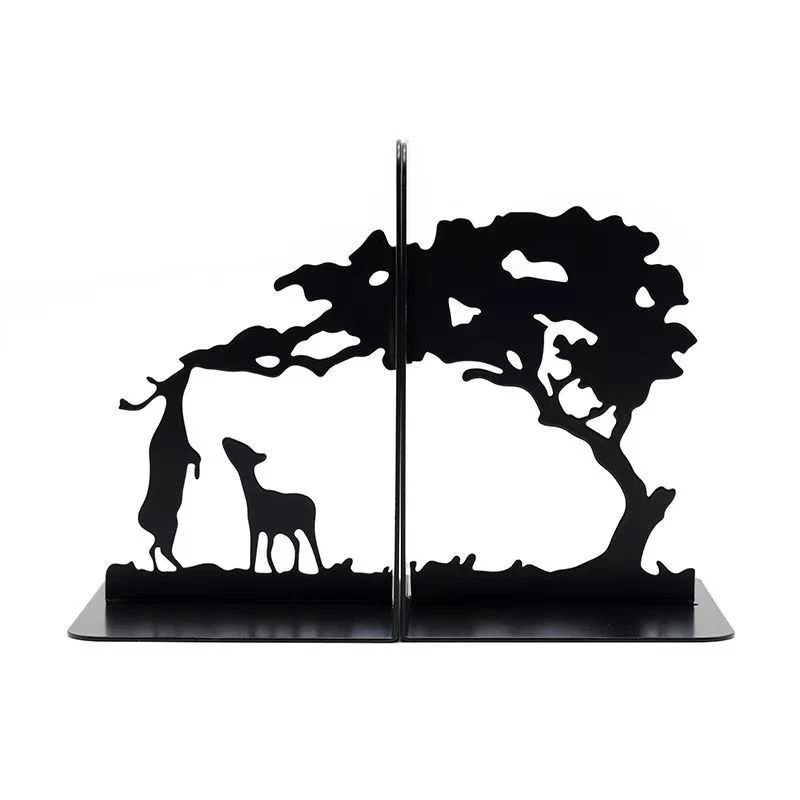Custom Decorative Iron Bookends Holder Metal Black Book Ends Shelves Heavy Duty Iron Book Stopper