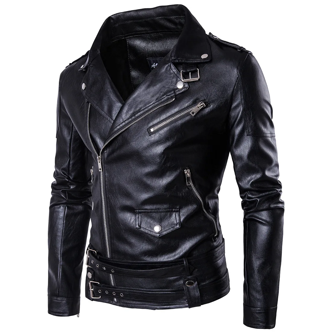 2020 Men Jackets Casual Leather Motorcycle Vintage Rock & Roll Jacket Coat Autumn Design Biker Rivet Pockets PU Leather Jackets