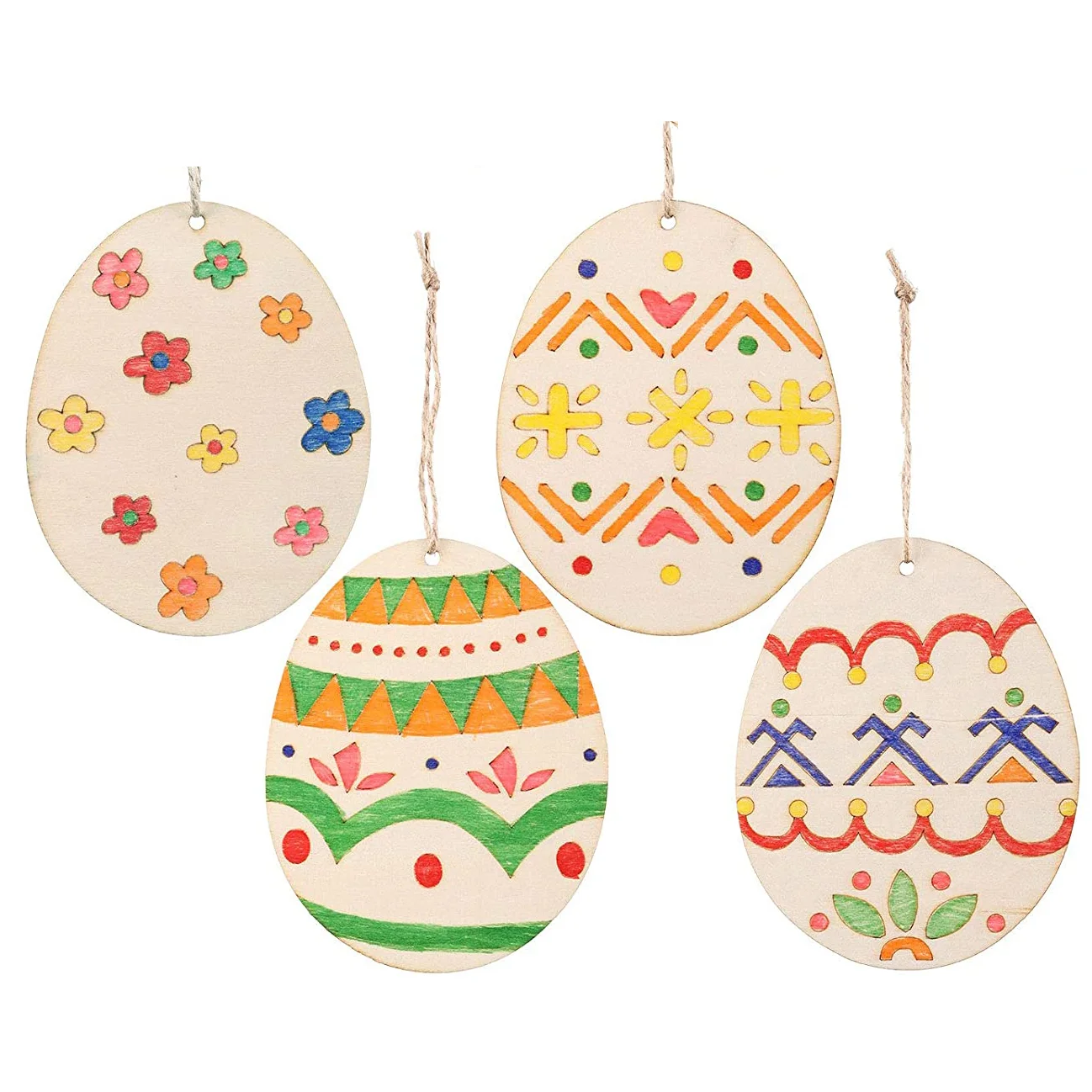 Незаконченные деревянные пасхальные украшения «DIY» подвески в форме пасхального яйца подвесные ломтики с веревками товары для вечеринок экологически чистые