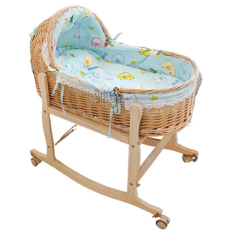 Rattan baby cradle sleeping basket baby out portable hand carry basket car soother sleeping basket cradle weaving