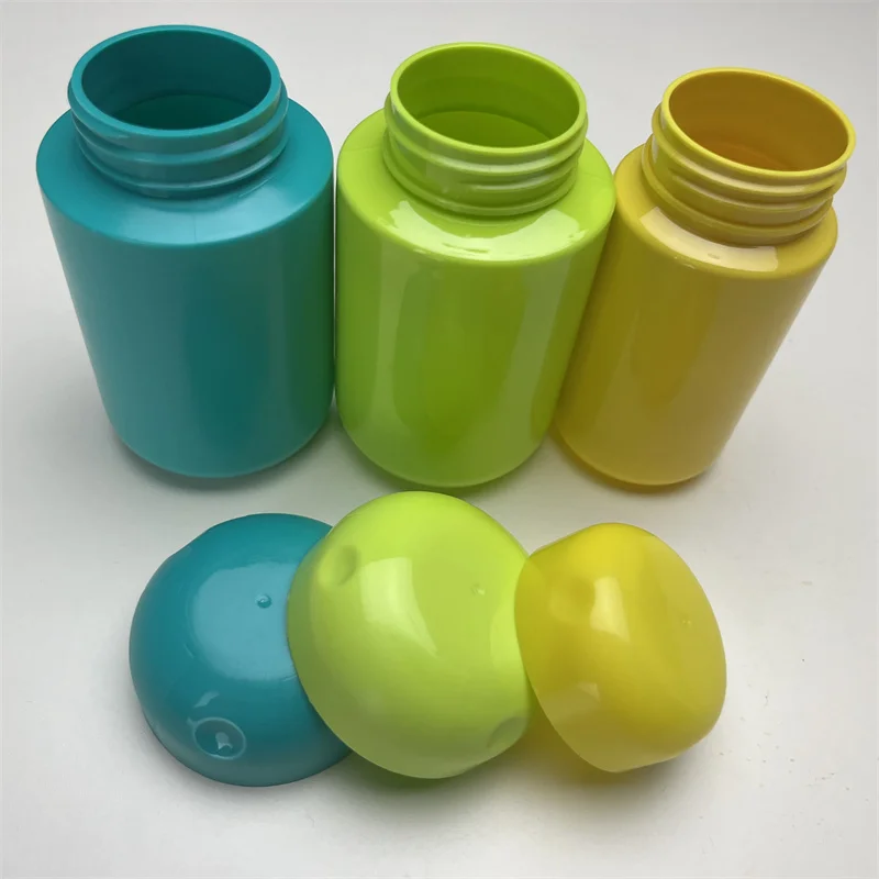 Wholesale Price Colorful Cylinder Shape  Capsule Vitamin Medicine Supplement  empty plastic capsule shaped bottle