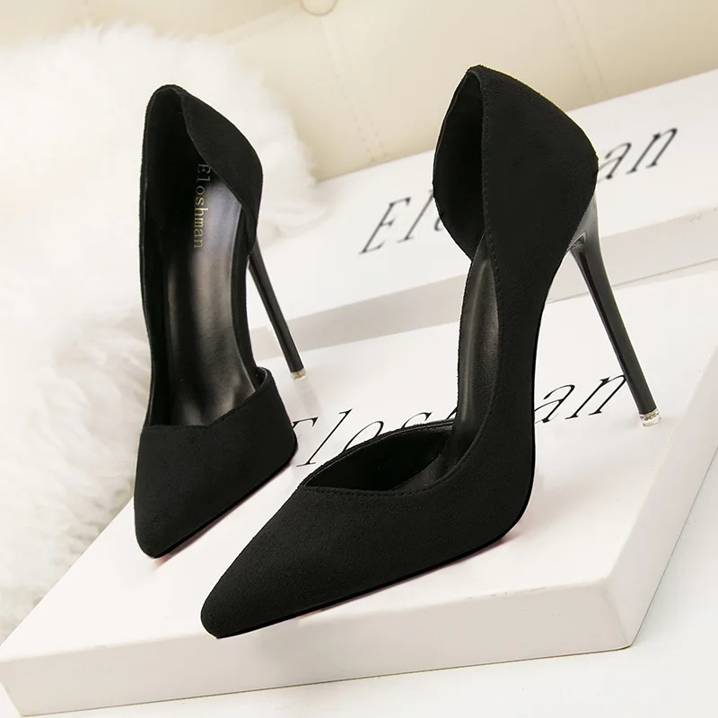 DEleventh/8915 Элегантные без застежки; Chaussures Femmes; Женская обувь на высоком каблуке; Модельные свадебные туфли со стразами модная каблуке-шпильке; Однотонные офисные замшевые каблуке