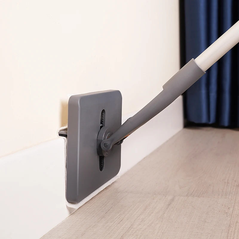 Jesun Long Handle Baseboard Cleaner Tool With Reusable Pads Chenille Microfiber Mop Pads for Wall & Baseboard Cleaner