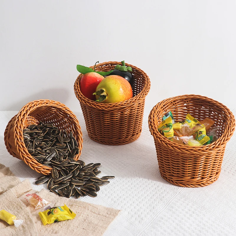 Wholesale garden small baskets plastic rattan bathroom storage basket hanging fruit basket