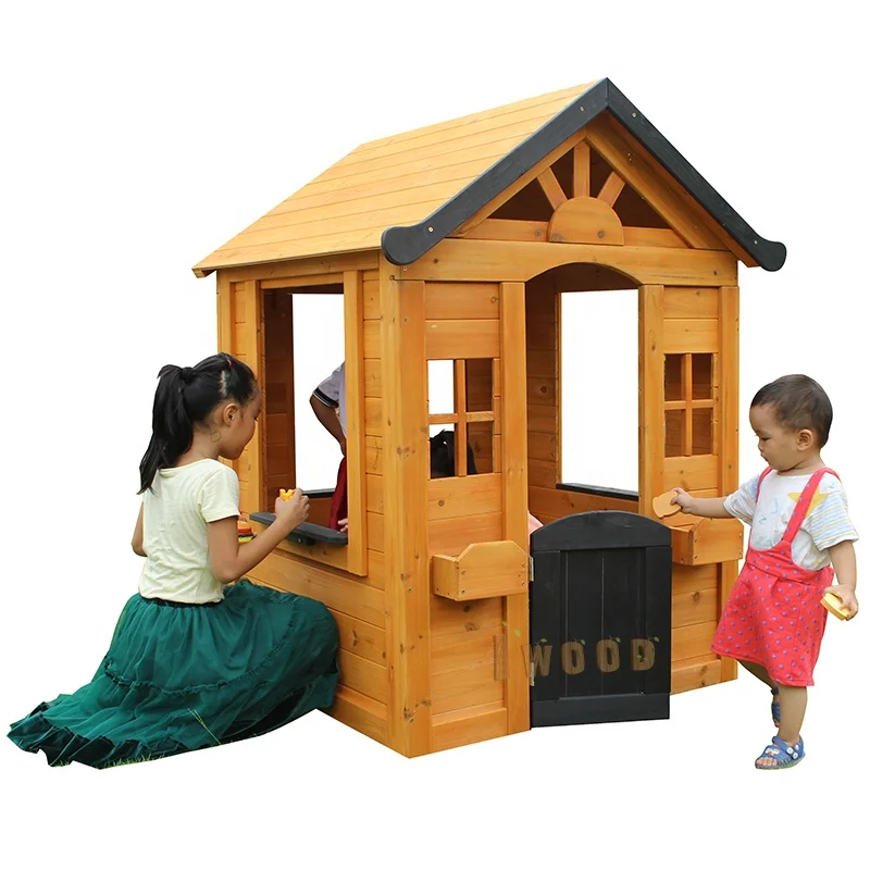 golden yellow lovely cute little wooden outdoor kids play house